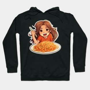 Cute Girl Eating Spaghetti Hoodie